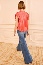 Load image into Gallery viewer, Agosta Flutter Sleeve Top in Coral
