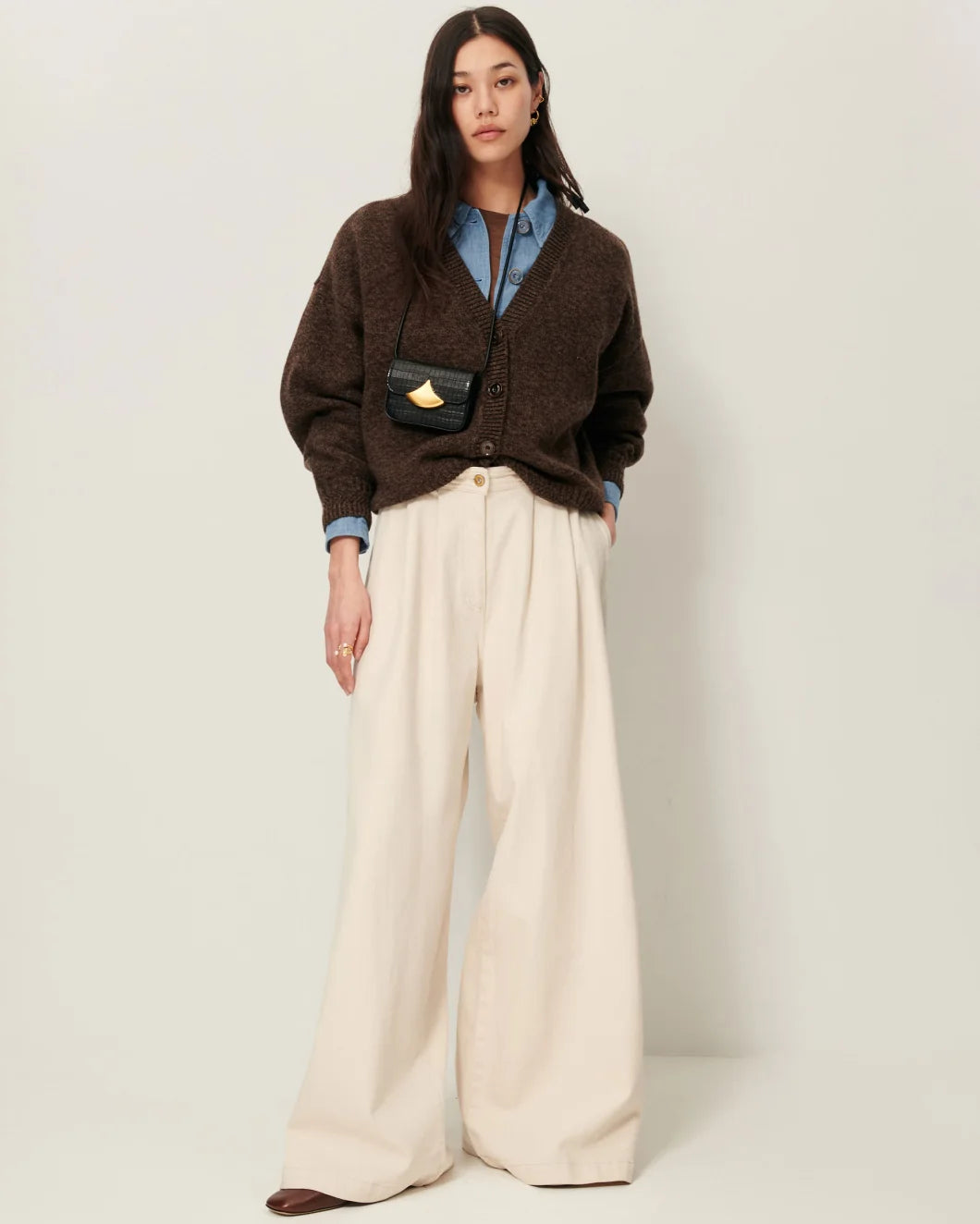 Sweet Monroe Oversized Cardigan in Dark Stone