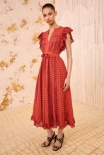 Load image into Gallery viewer, Olga Flutter Sleeve Dress in Claret
