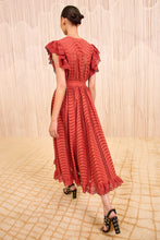 Load image into Gallery viewer, Olga Flutter Sleeve Dress in Claret
