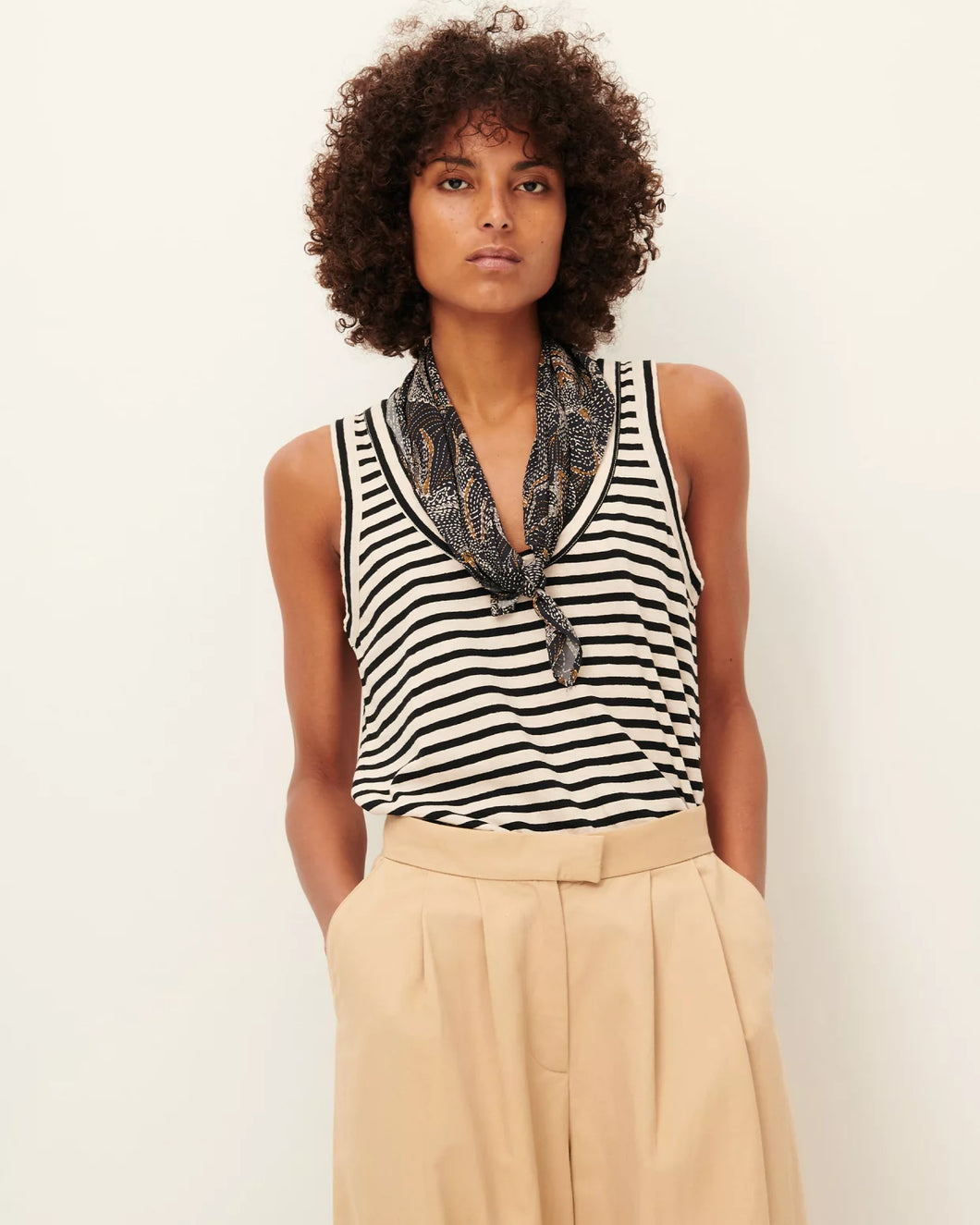 Dili Striped Tank Top in Sandblack