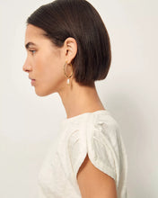 Load image into Gallery viewer, Sixto Jaquard Gathered Shoulder T-Shirt in Fleur de Sel
