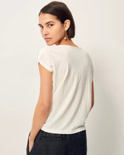 Load image into Gallery viewer, Sixto Jaquard Gathered Shoulder T-Shirt in Fleur de Sel
