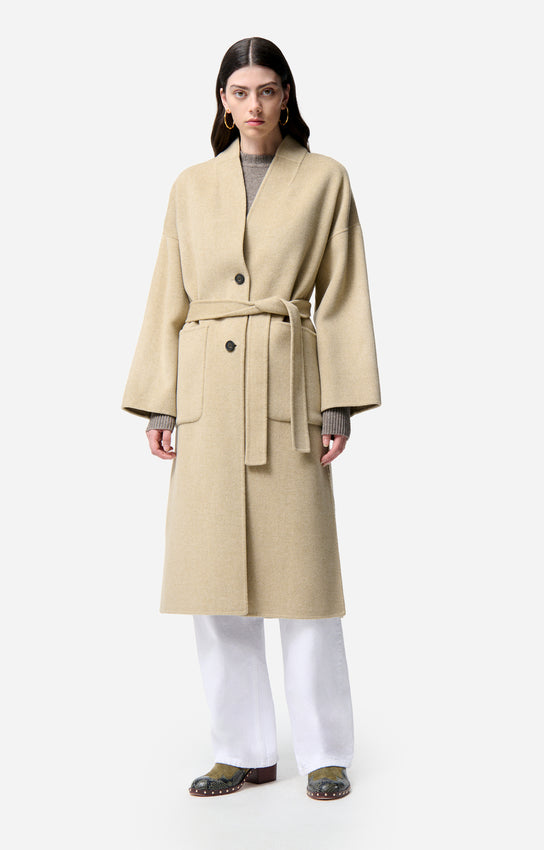 Bachir Coat in Beige Chine