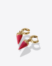 Load image into Gallery viewer, Small Spike Earrings in Henna/ Light Brass
