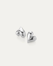 Load image into Gallery viewer, Art Heart Button Earrings in Silver
