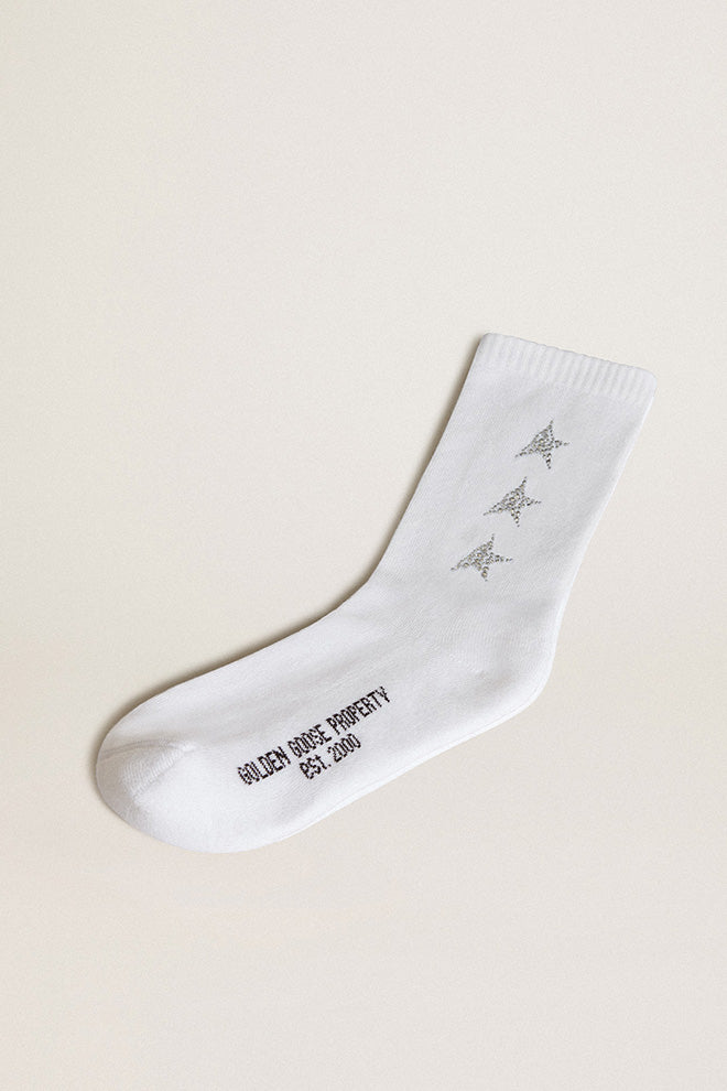 High Rib Sock in White Crystal