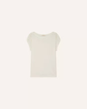 Load image into Gallery viewer, Sixto Jaquard Gathered Shoulder T-Shirt in Fleur de Sel
