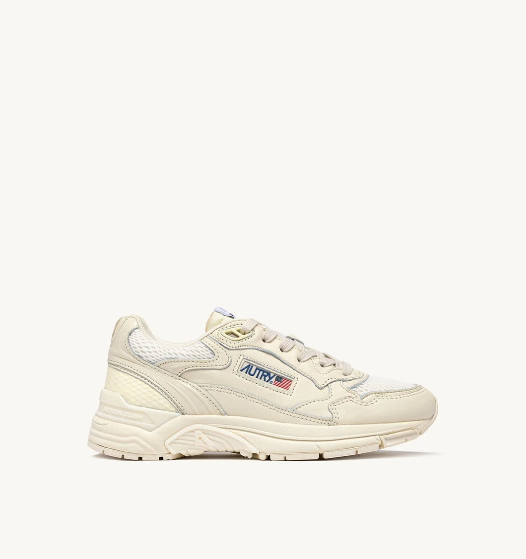 Hyperway Trainers in White Goat Leather and Mesh