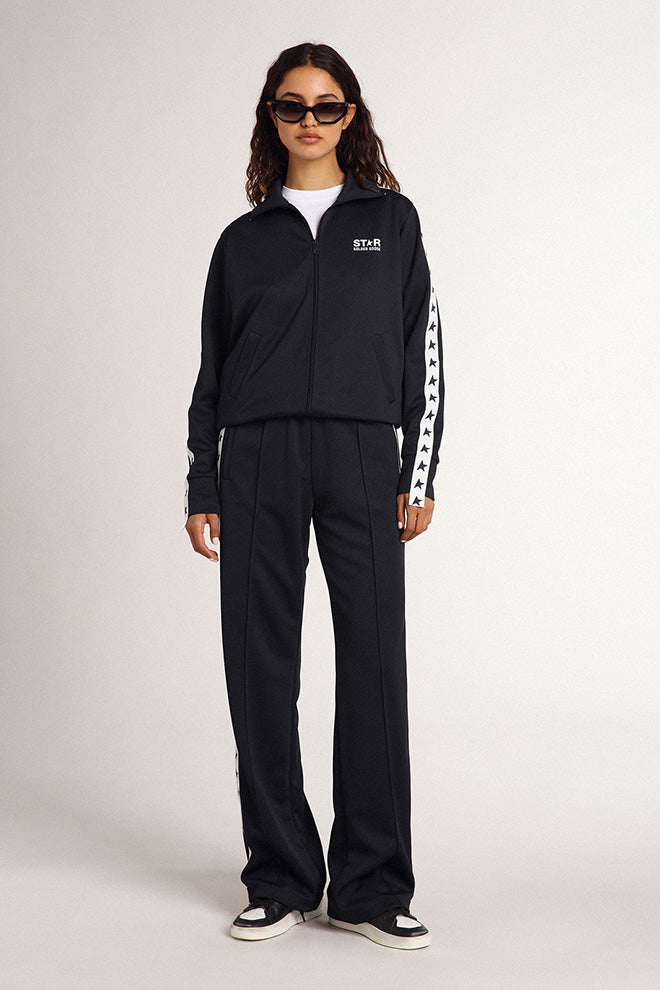 Star W's Zipped Track Jacket Denise in Dark Blue/White