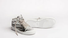 Load image into Gallery viewer, Lambskin High Top Trainers in Silver
