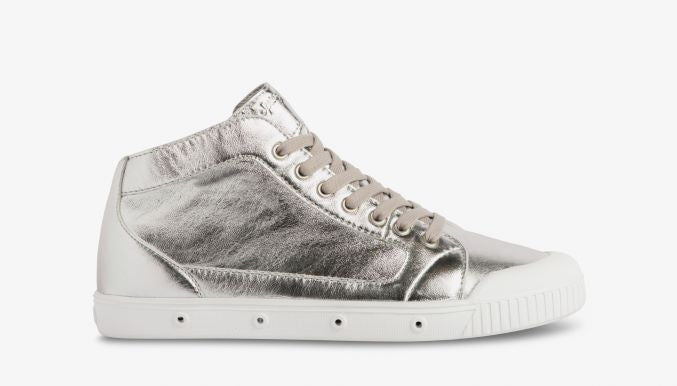 Lambskin High Top Trainers in Silver