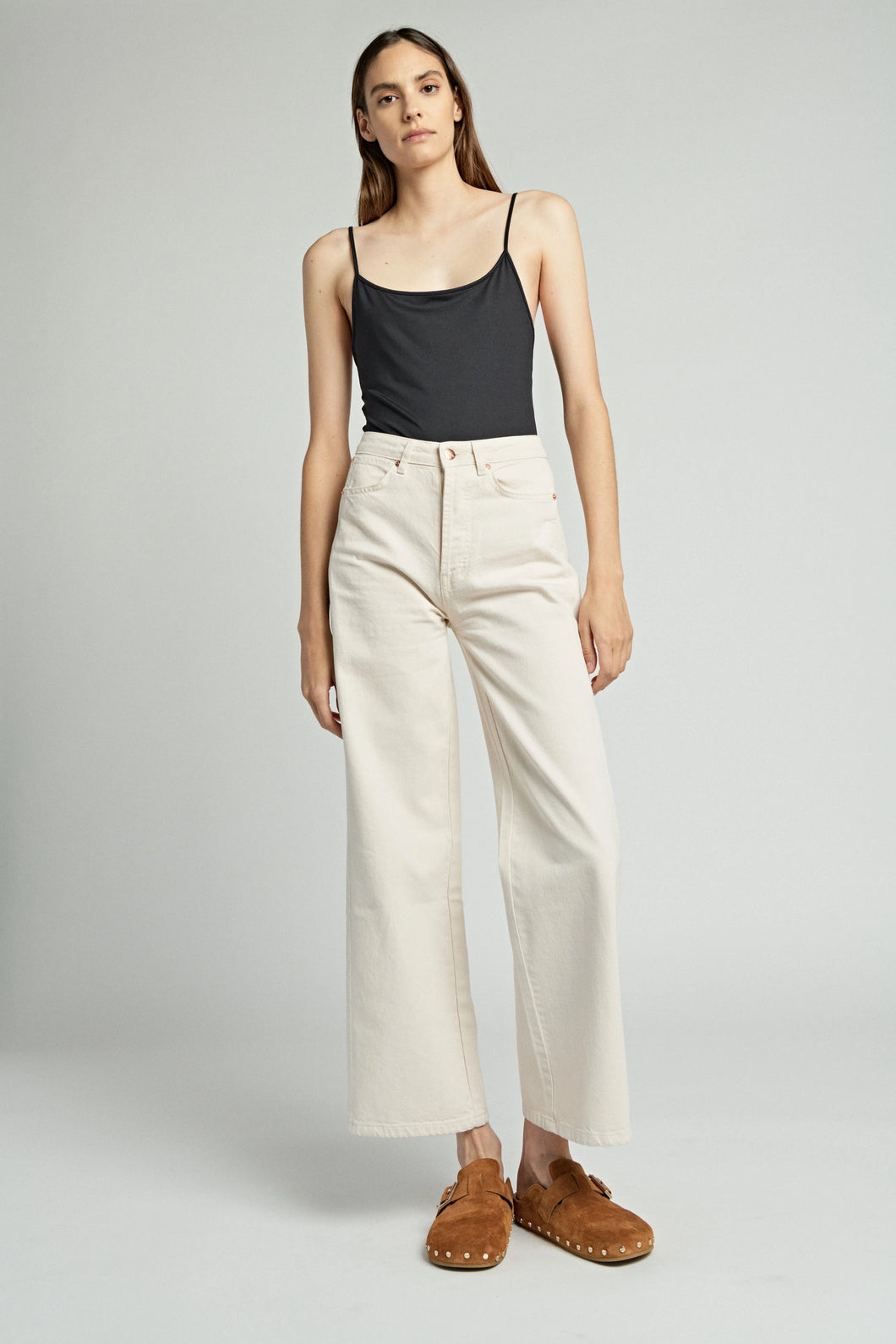 Denim Wide Pants in Dirty White