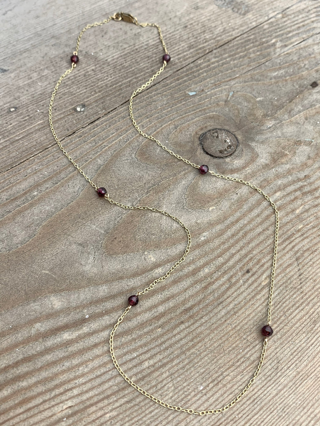Garnet Teeny Necklace in Gold