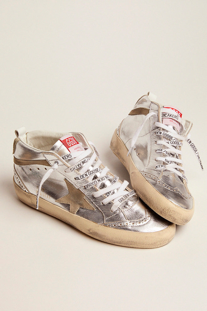 Mid Star Trainers in Silver/ Taupe