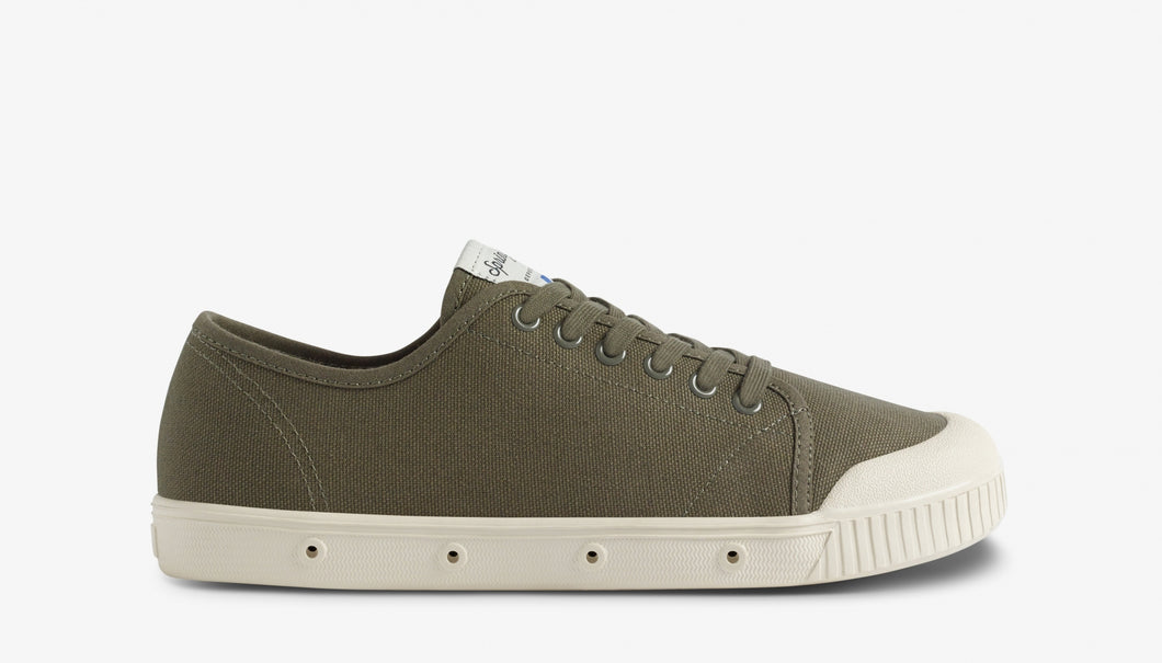 Low Top Canvas Trainers in Olive