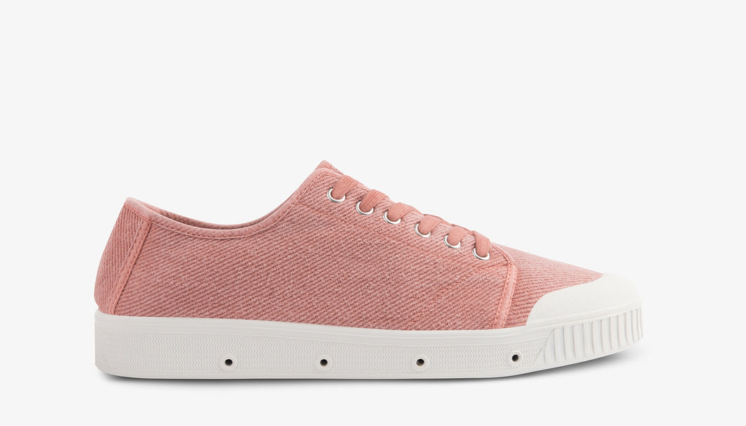 Low Top Washed Heavy Twill Trainers in Old Pink